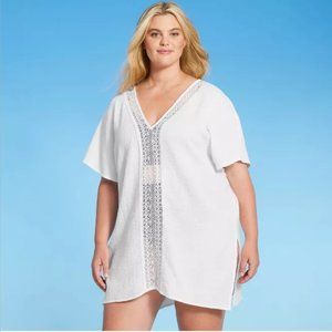 Women's Crochet Insert Cover Up Dress-Kona Sol™White Size S(4-6) New With Tags 6